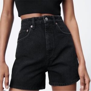 Zara High Waist Black Women's Mom Shorts